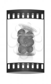 fresh peaches on a white background. The film strip