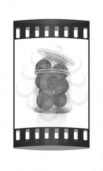 fresh peaches on a white background. The film strip