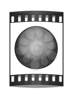 Gold Ball 3d render on a white background. The film strip