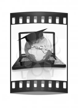 Global On line Education on a white background. The film strip