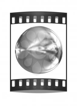 Chrome Ball 3d render on a white background. The film strip