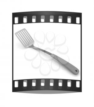 Cutlery on a white background. The film strip