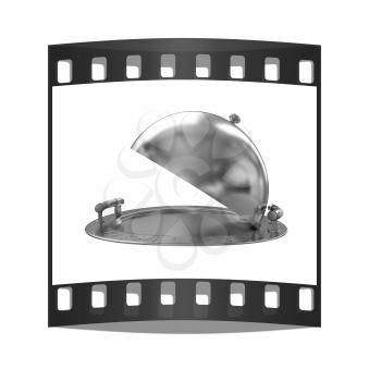 Restaurant cloche isolated on white background. The film strip