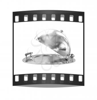 Restaurant cloche isolated on white background. The film strip