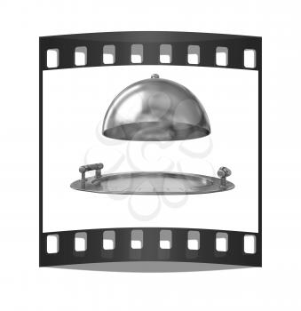 Restaurant cloche isolated on white background. The film strip