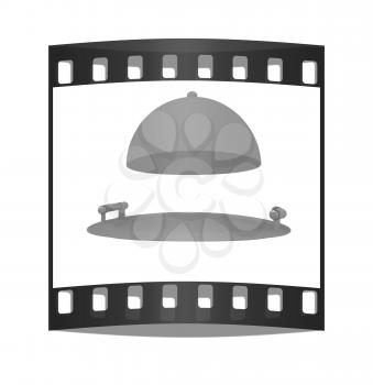 Restaurant cloche isolated on white background. The film strip