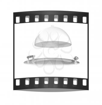 Restaurant cloche isolated on white background. The film strip