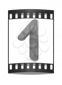 Number 1- one on white background. The film strip