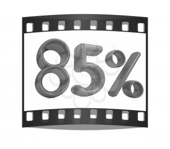 3d red 85 - eighty-five percent on a white background. The film strip