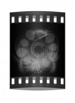 tongues of fire on black background. The film strip