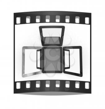 tablet pc on a white background. The film strip