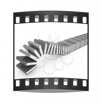 colorful real books on a white background. The film strip