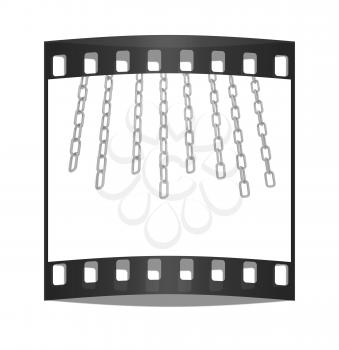 gold chains on white background - 3d illustration. The film strip