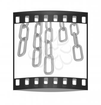 gold chains on white background - 3d illustration. The film strip