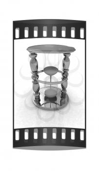 Handglass on a white background. The film strip