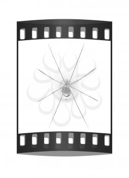 Chrome spider on a white background. The film strip