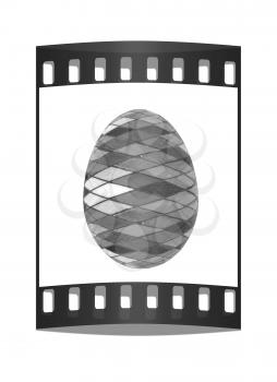 Easter Egg with colored strokes Isolated on white background. 3d. The film strip