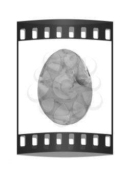 Easter Egg with colored strokes Isolated on white background. 3d. The film strip