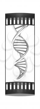 DNA structure model on white. The film strip