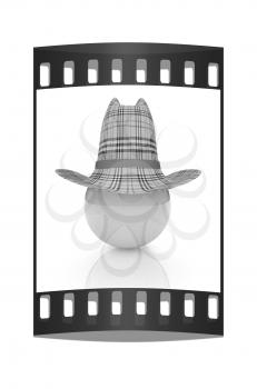 3d hats on white ball. Sapport icon on a white background. The film strip