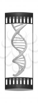 DNA structure model on white. The film strip