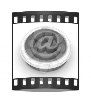 3d button email Internet push on a white background. The film strip