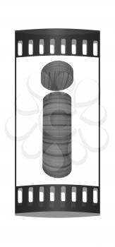 Wooden Alphabet. Letter I on a white background. The film strip