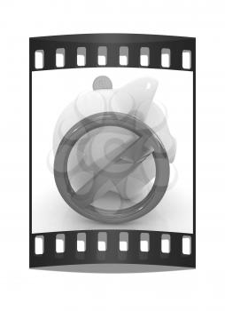 prohibition and piggy bank on a white background. The film strip