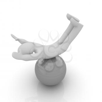 3d man exercising position on fitness ball. My biggest pilates series