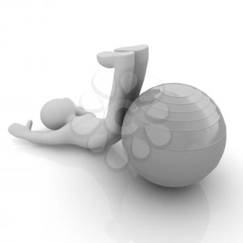 3d man exercising position on fitness ball. My biggest pilates series