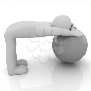 3d man exercising position on fitness ball. My biggest pilates series