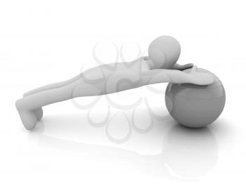 3d man exercising position on fitness ball. My biggest pilates series