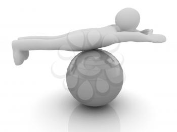 3d man exercising position on fitness ball. My biggest pilates series