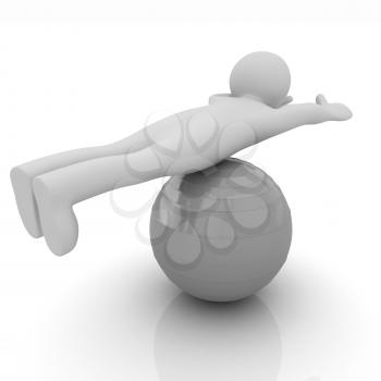 3d man exercising position on fitness ball. My biggest pilates series