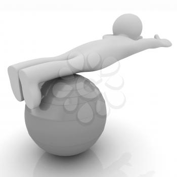 3d man exercising position on fitness ball. My biggest pilates series