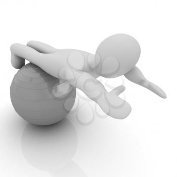 3d man exercising position on fitness ball. My biggest pilates series