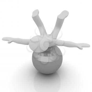 3d man exercising position on fitness ball. My biggest pilates series