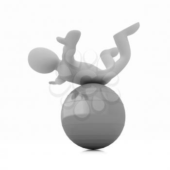 3d man exercising position on fitness ball. My biggest pilates series