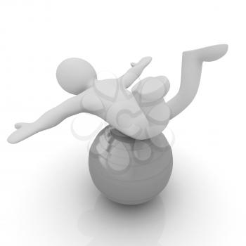 3d man exercising position on fitness ball. My biggest pilates series