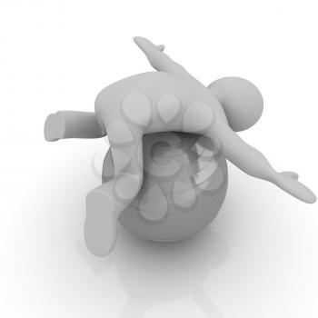 3d man exercising position on fitness ball. My biggest pilates series