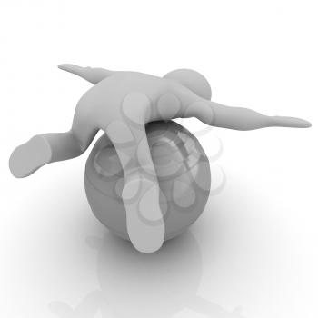 3d man exercising position on fitness ball. My biggest pilates series