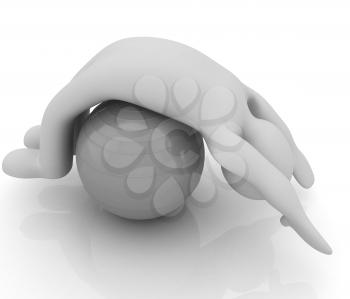 3d man exercising position on fitness ball. My biggest pilates series