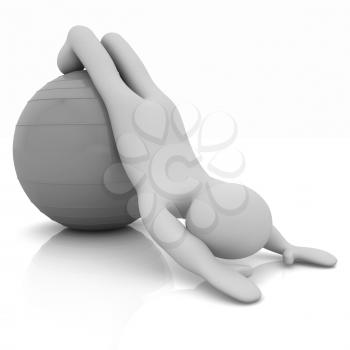 3d man exercising position on fitness ball. My biggest pilates series