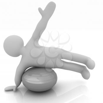 3d man exercising position on fitness ball. My biggest pilates series