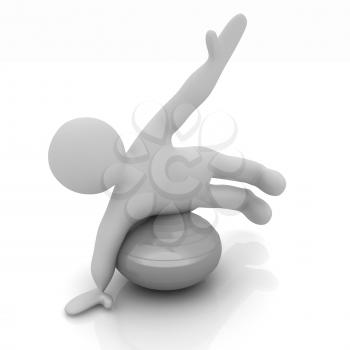 3d man exercising position on fitness ball. My biggest pilates series