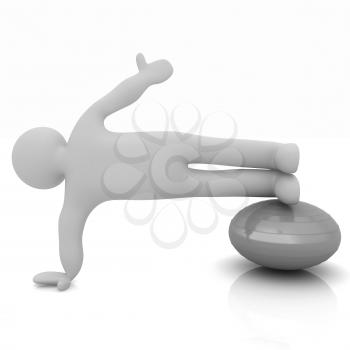 3d man exercising position on fitness ball. My biggest pilates series