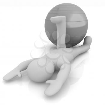 3d man exercising position on fitness ball. My biggest pilates series