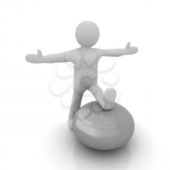 3d man exercising position on fitness ball. My biggest pilates series