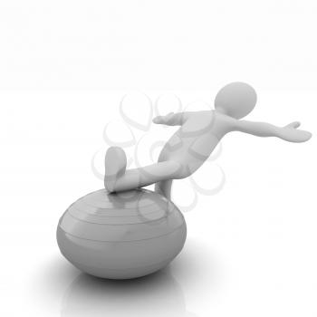 3d man exercising position on fitness ball. My biggest pilates series