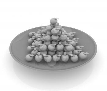 apples in a plate on white